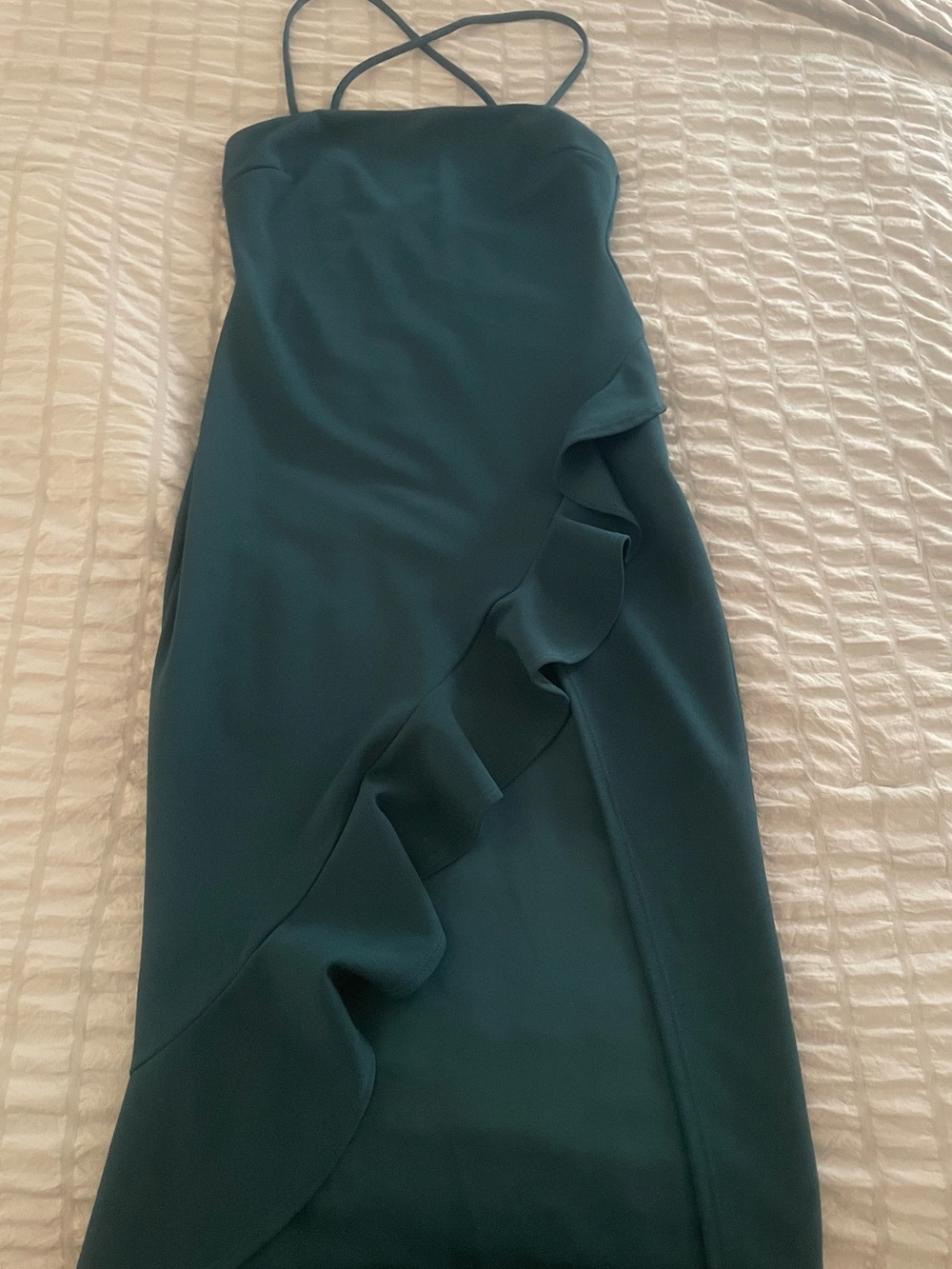 Windsor Teal Midi Dress with Ruffled Hem